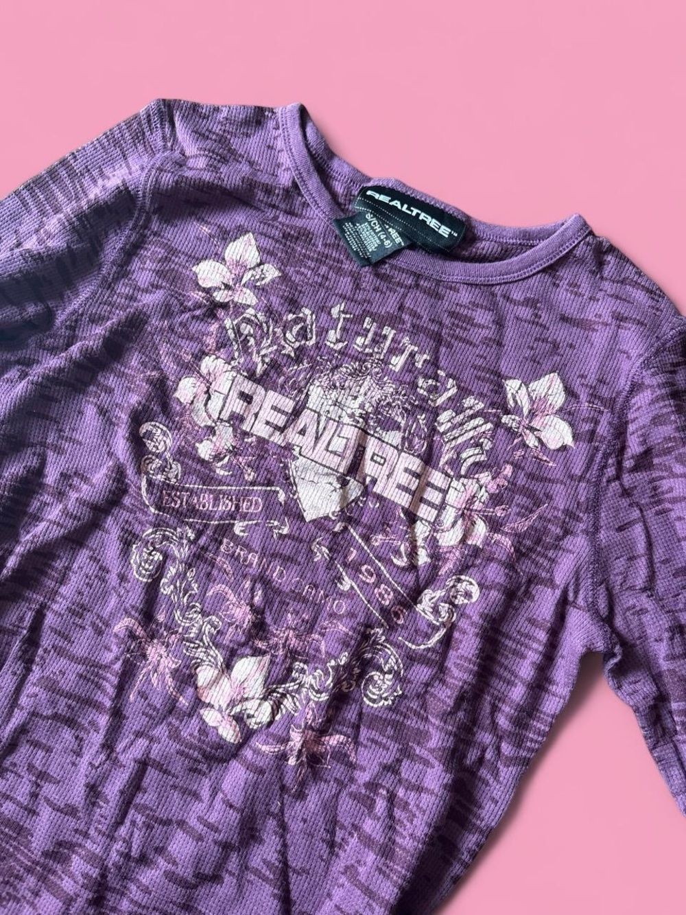 Y2K real tree Purple Graphic Long Sleeve Tee